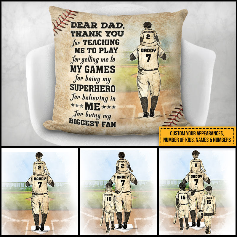Personalized Baseball Dad And Child Thank You Custom Child Custom Pillow