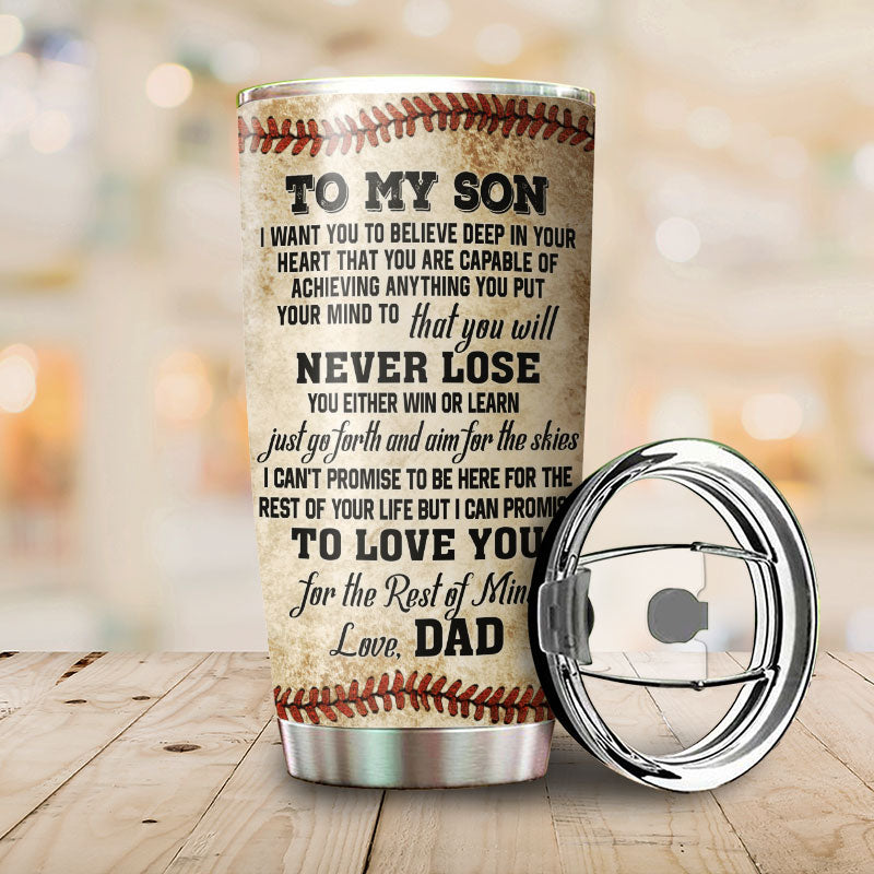 Personalized Baseball Dad And Son Never Lose Customized Tumbler