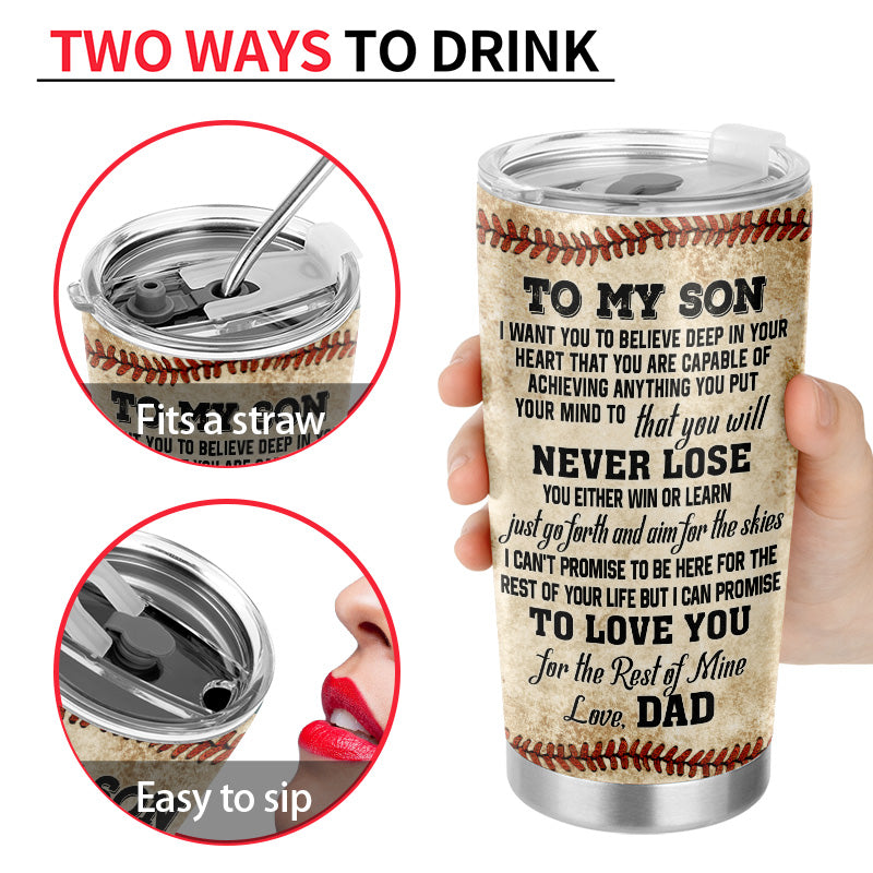 Personalized Baseball Dad And Son Never Lose Customized Tumbler