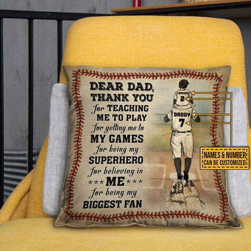 Personalized Baseball Dad And Son Thank You Customized Pillow