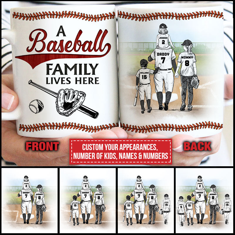 Personalized Baseball Family Lives Here Custom Mug