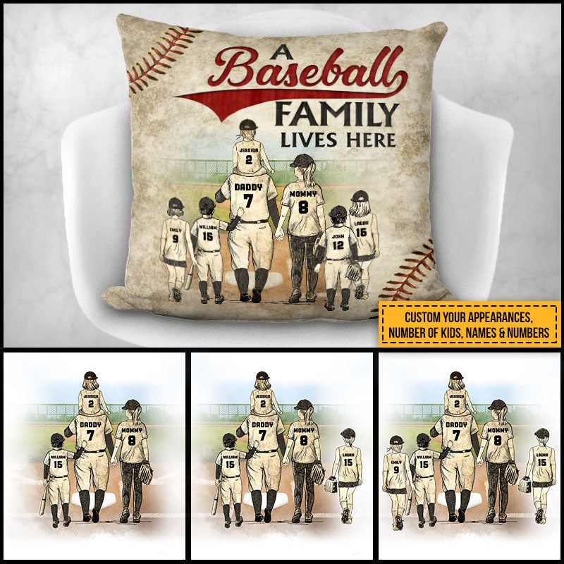 Personalized Baseball Family Lives Here Custom Pillow