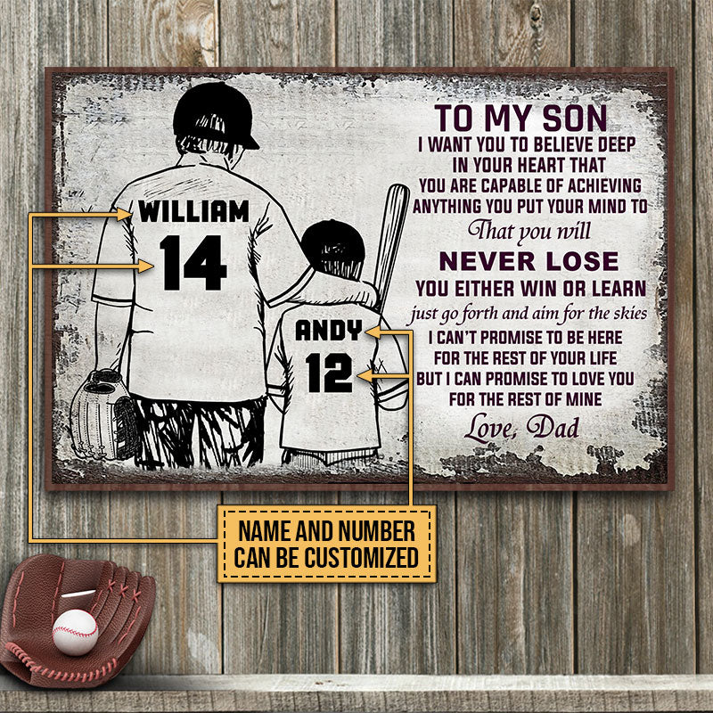 Personalized Baseball Father Son Deep In Your Heart Customized Poster