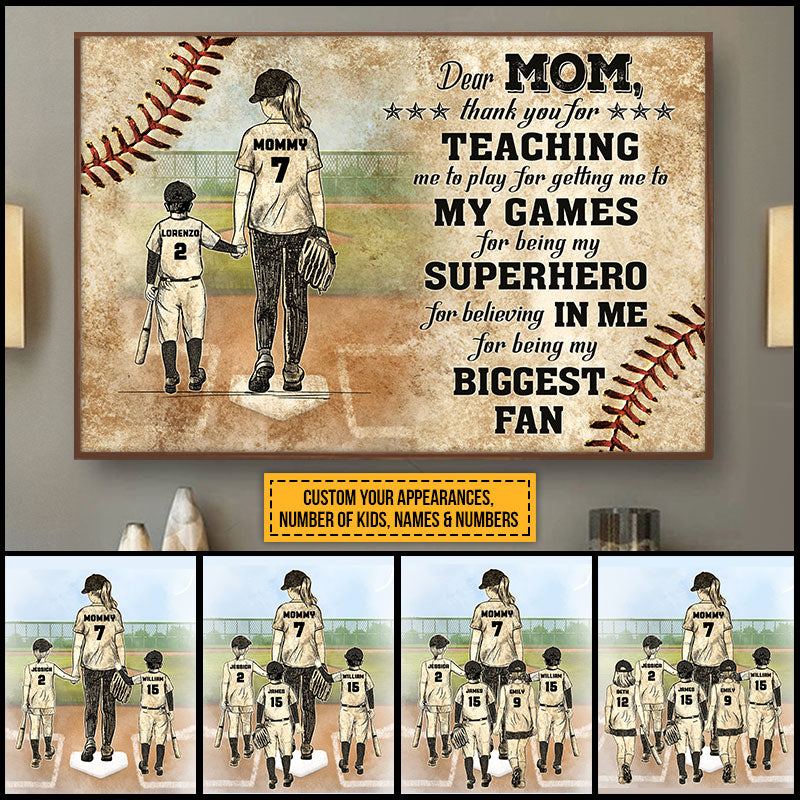 Dear Mom Thank You For Teaching Me - Birthday, Loving Gift For Basebal -  Wander Prints™