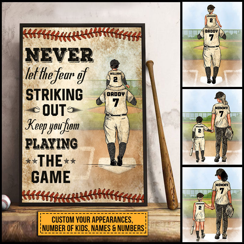 Personalized Baseball Parent And Child Never Let The Fear Custom Poster