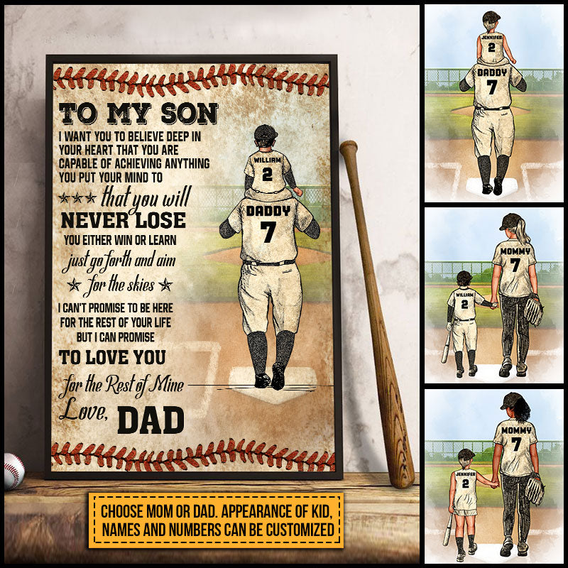 Personalized Baseball Parent And Child Never Lose Custom Poster