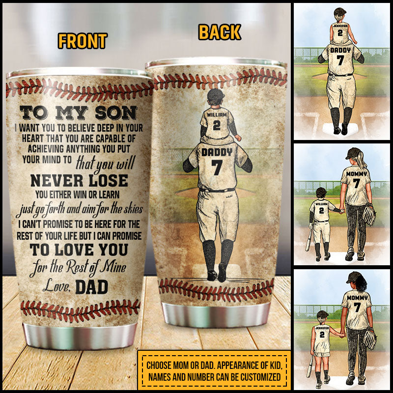 Personalized Baseball Parent And Child Never Lose Custom Tumbler