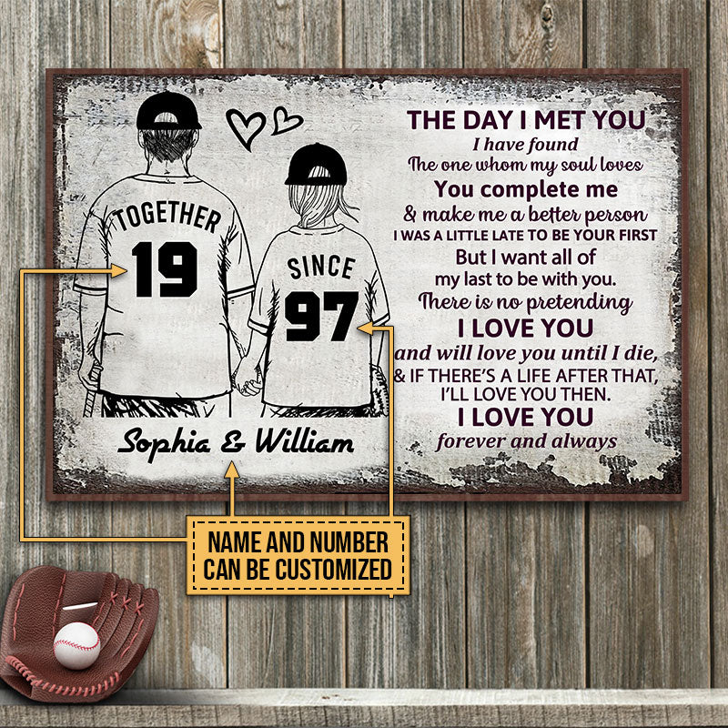 Personalized Baseball Together Since Young Couple Customized Poster