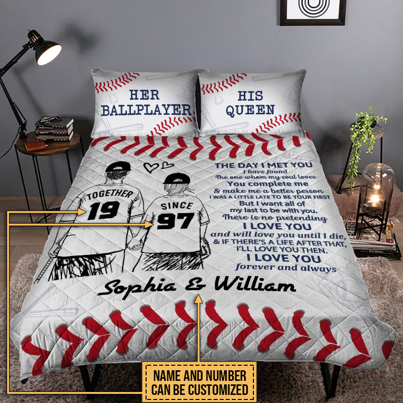 Personalized Baseball Together Since Young Customized Quilt Bedding