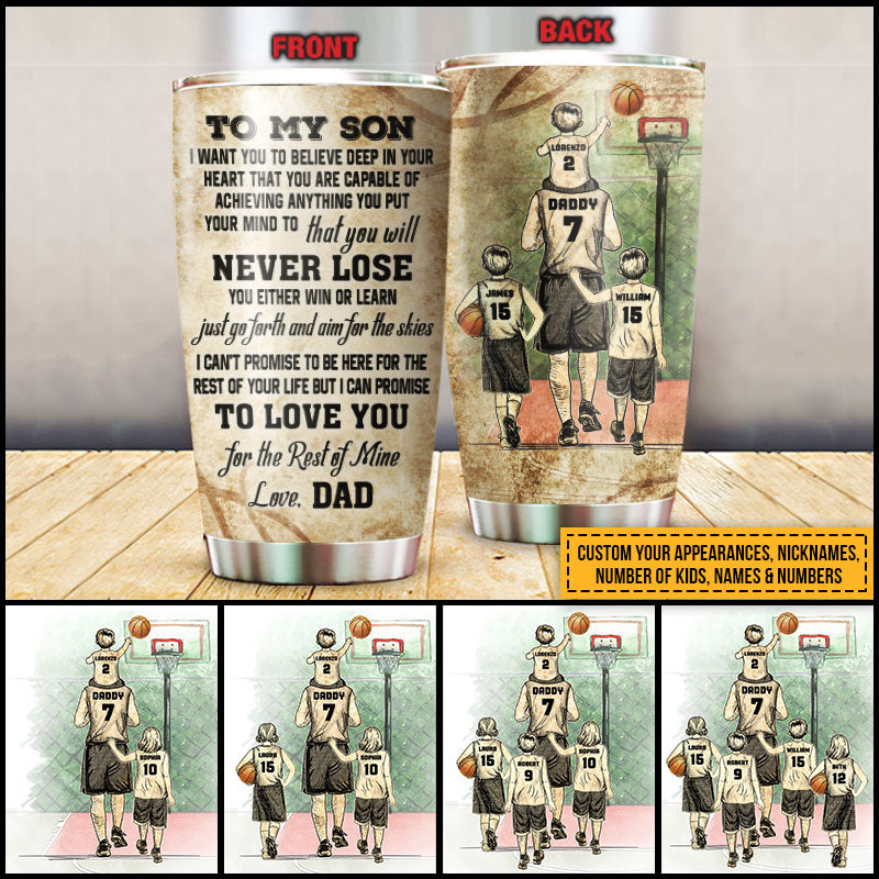 Personalized Basketball Dad And Child You Will Never Lose Custom Tumbler