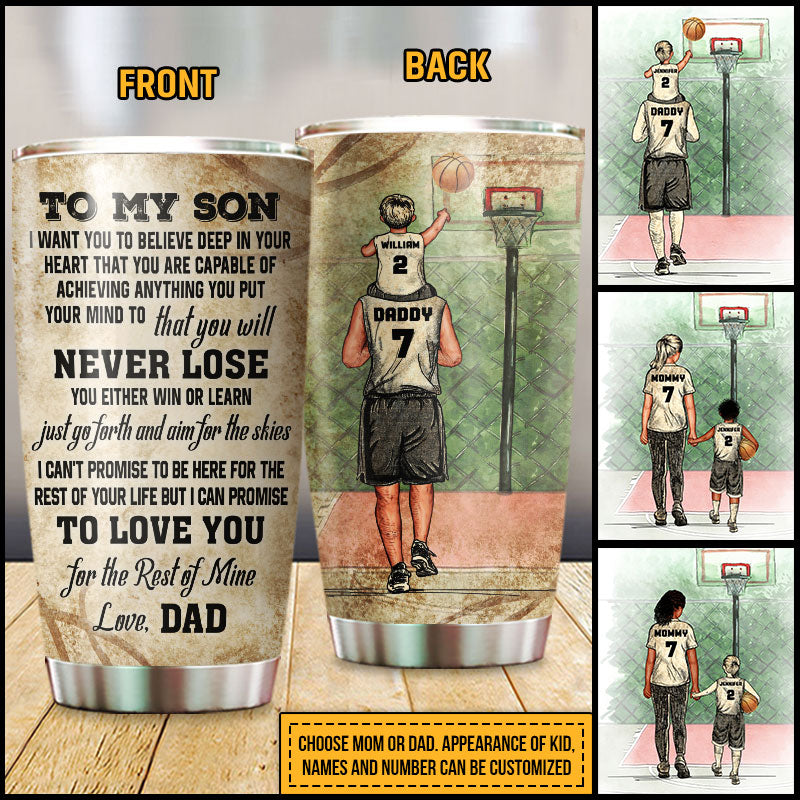 Personalized Basketball Parent And Child Never Lose Custom Tumbler