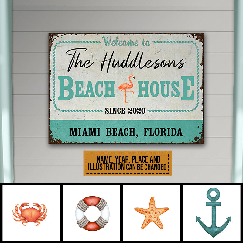 Personalized Beach House Welcome Customized Classic Metal Signs