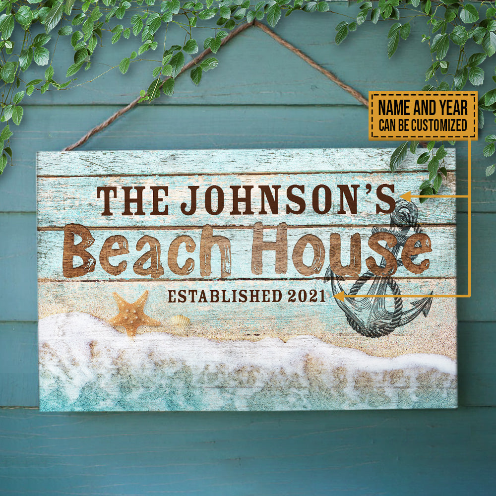 Personalized Beach House Customized Wood Rectangle Sign