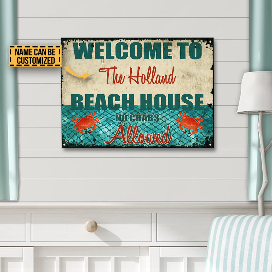 Personalized Beach No Crabs Customized Classic Metal Signs