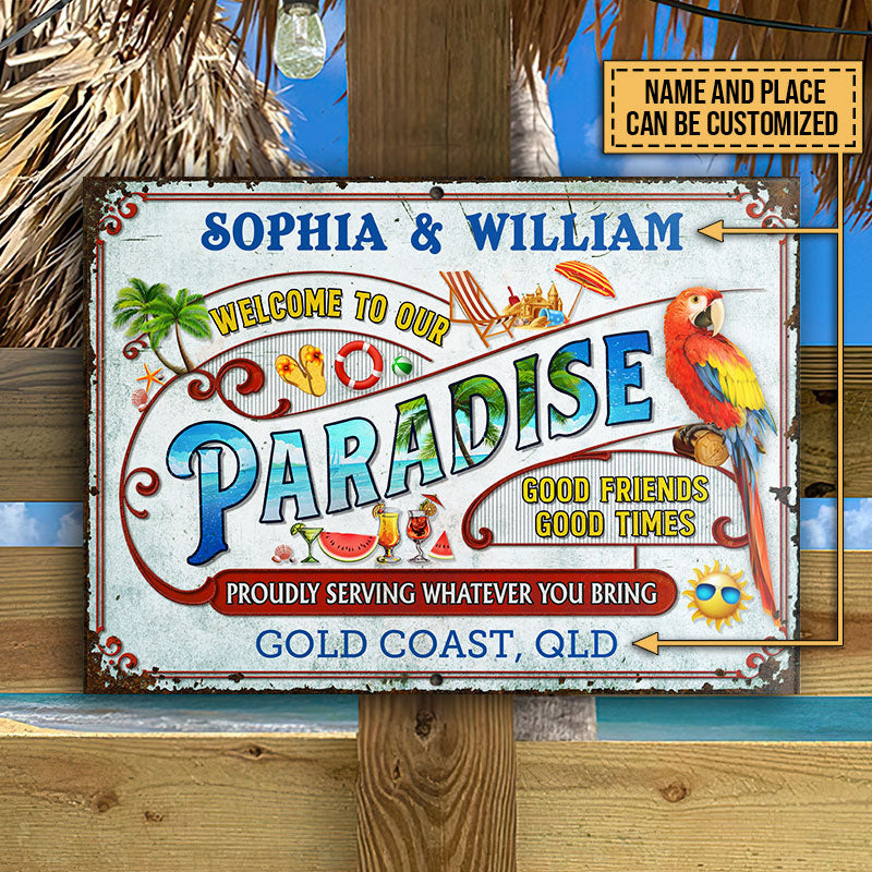 Personalized Beach Our Paradise Customized Classic Metal Signs