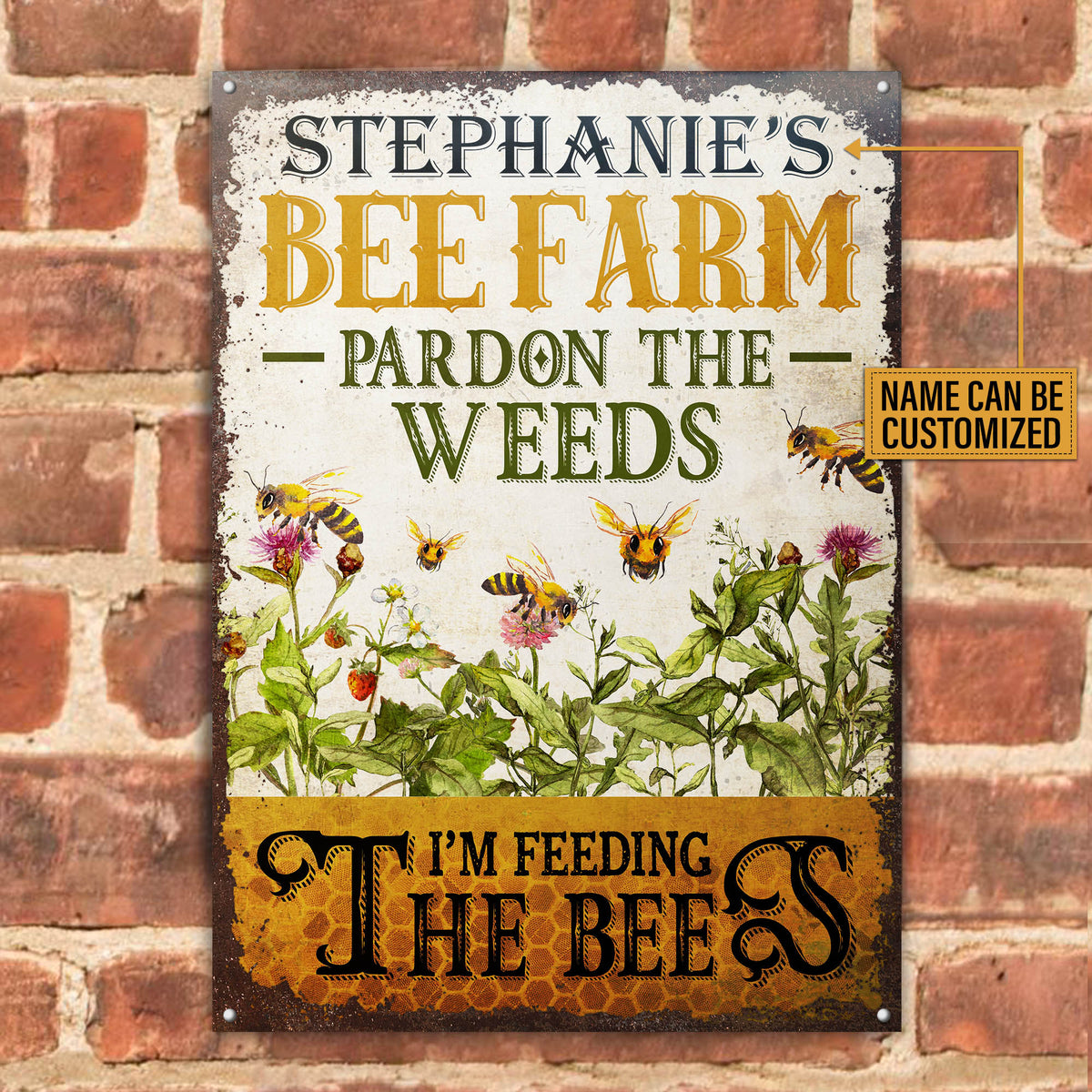 Personalized Bee Farm Feeding The Bee Customized Classic Metal Signs ...