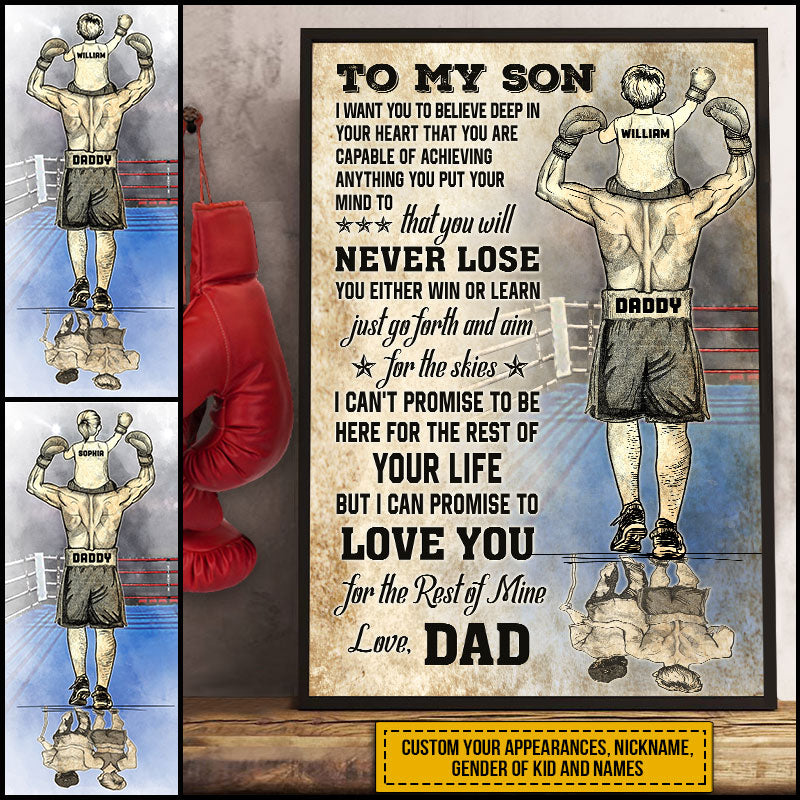 Personalized Boxing Dad And Child Never Lose Custom Poster