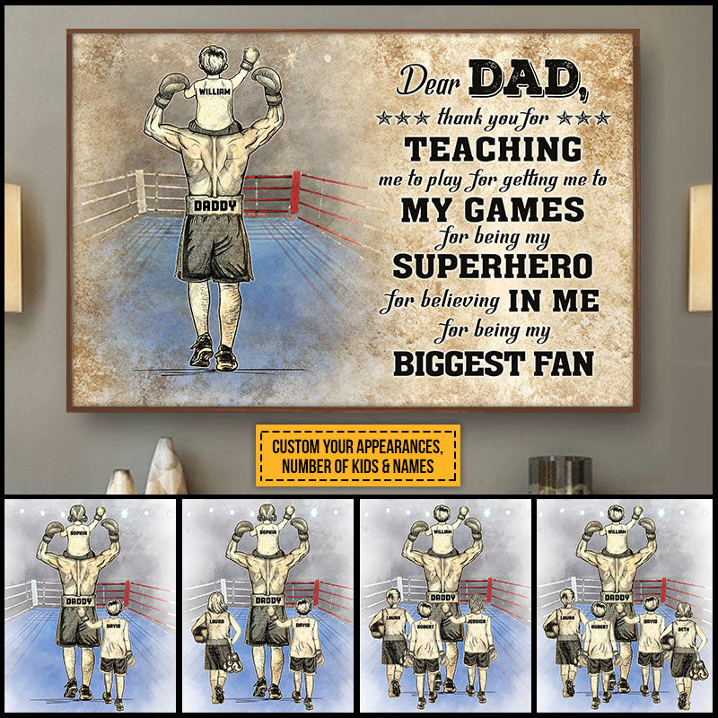 Personalized Boxing Dad And Child Thank You Custom Kids Custom Poster