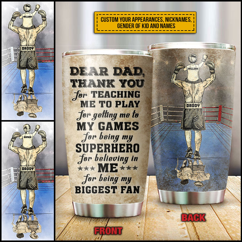 Personalized Boxing Dad And Child Thank You Custom Kids Custom Tumbler