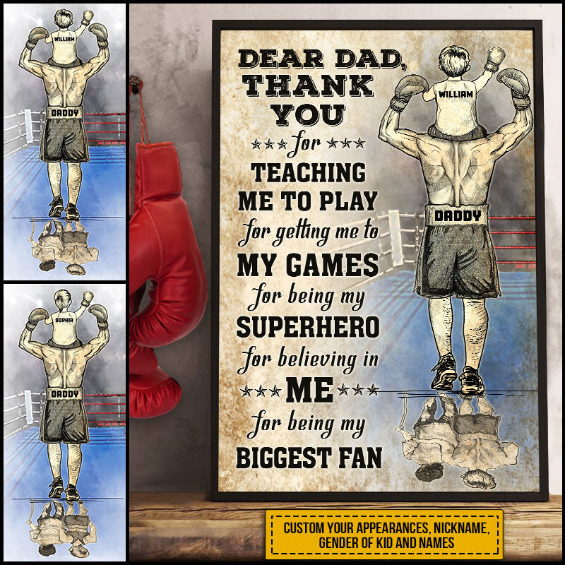 Personalized Boxing Dad And Child Thank You Custom Poster