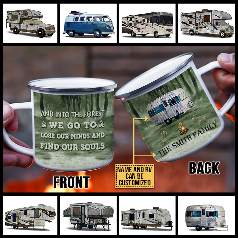 Personalized Camping And Into The Forest We Go Customized Campfire Mug