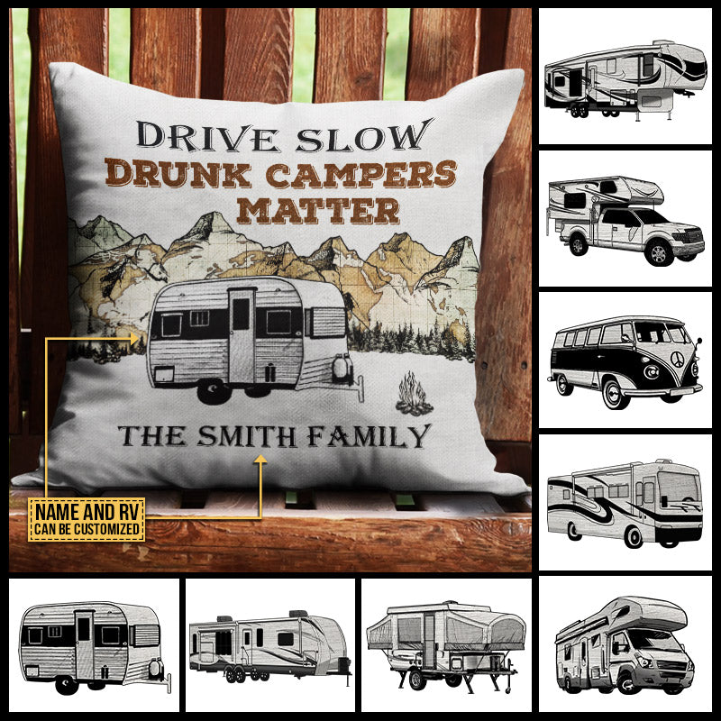 Personalized Camping Map Drunk Matter Customized Pillow
