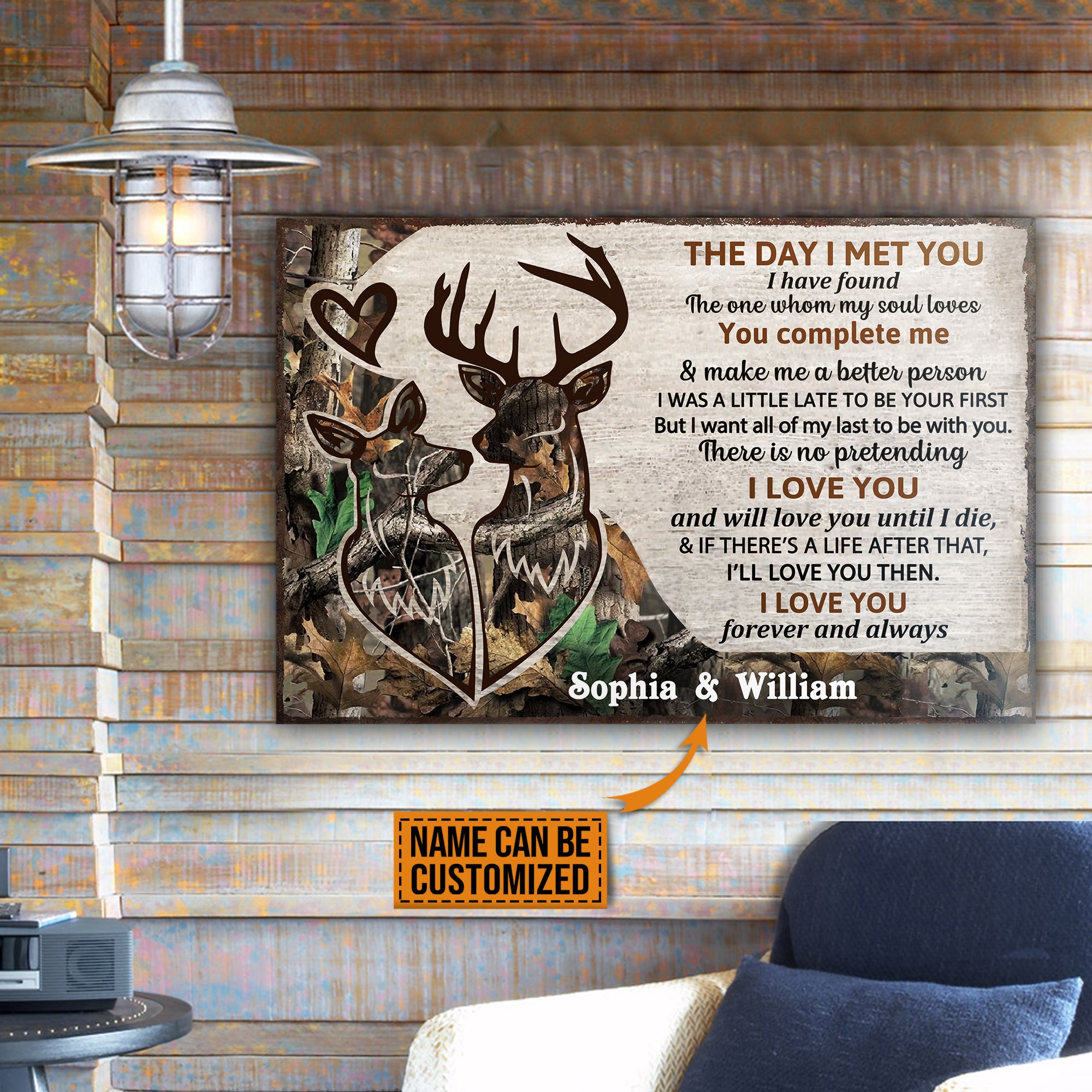 Personalized Deer Camo Couple The Day I Met You Customized Classic Metal Signs