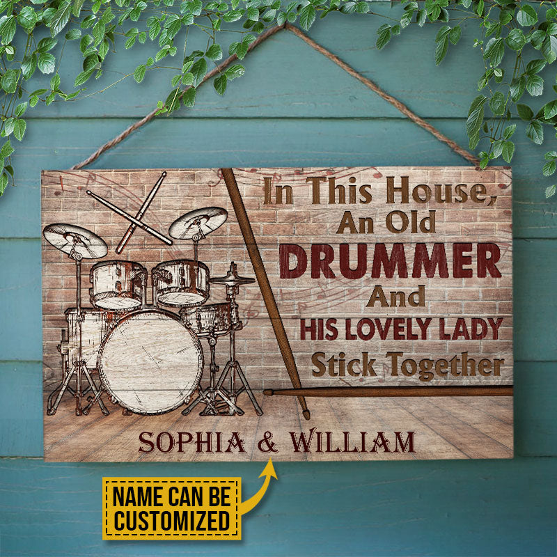 Personalized Drum Old Couple In This House Customized Wood Rectangle Signs