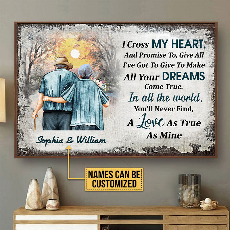 Personalized Family Old Couple I Cross My Heart Custom Poster