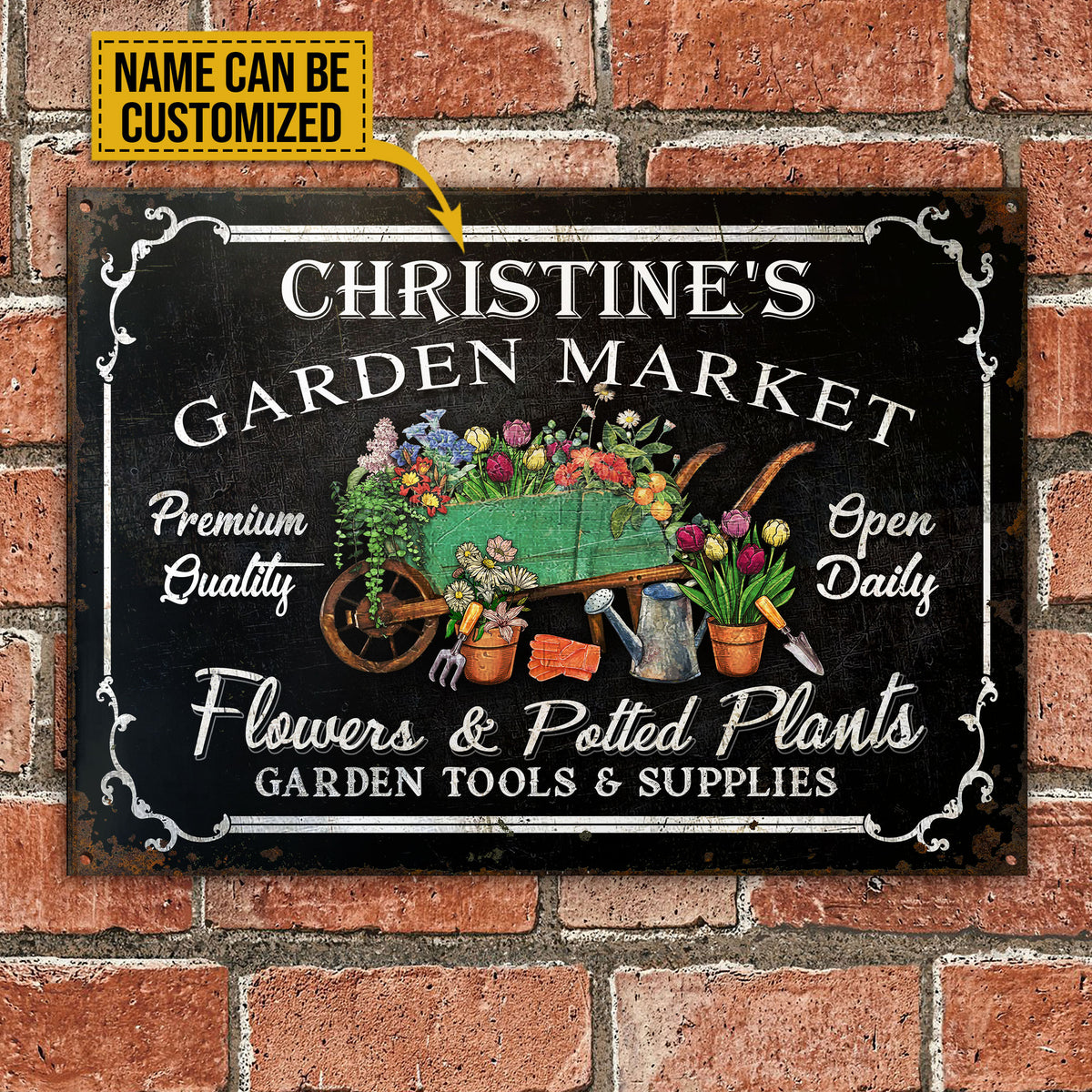 Personalized Garden Market Flowers And Potting Plants Black Customized ...