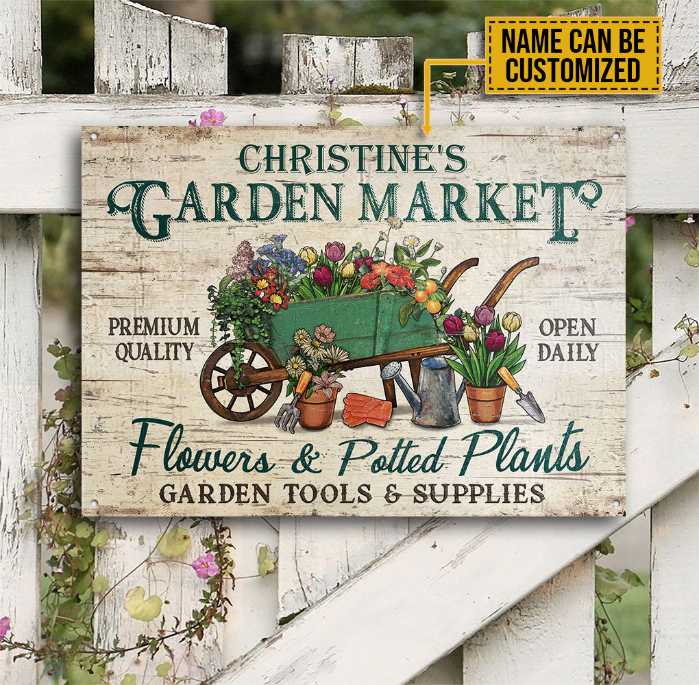 Personalized Garden Market Flowers And Potting Plants Customized Classic Metal Signs