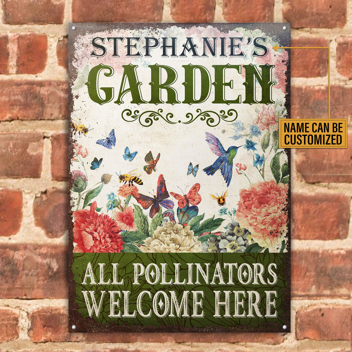 Personalized Garden Pollinators Welcome Customized Classic Metal Signs ...