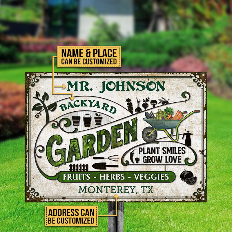 Personalized Garden Vegetable Plant Smiles Custom Classic Metal Signs
