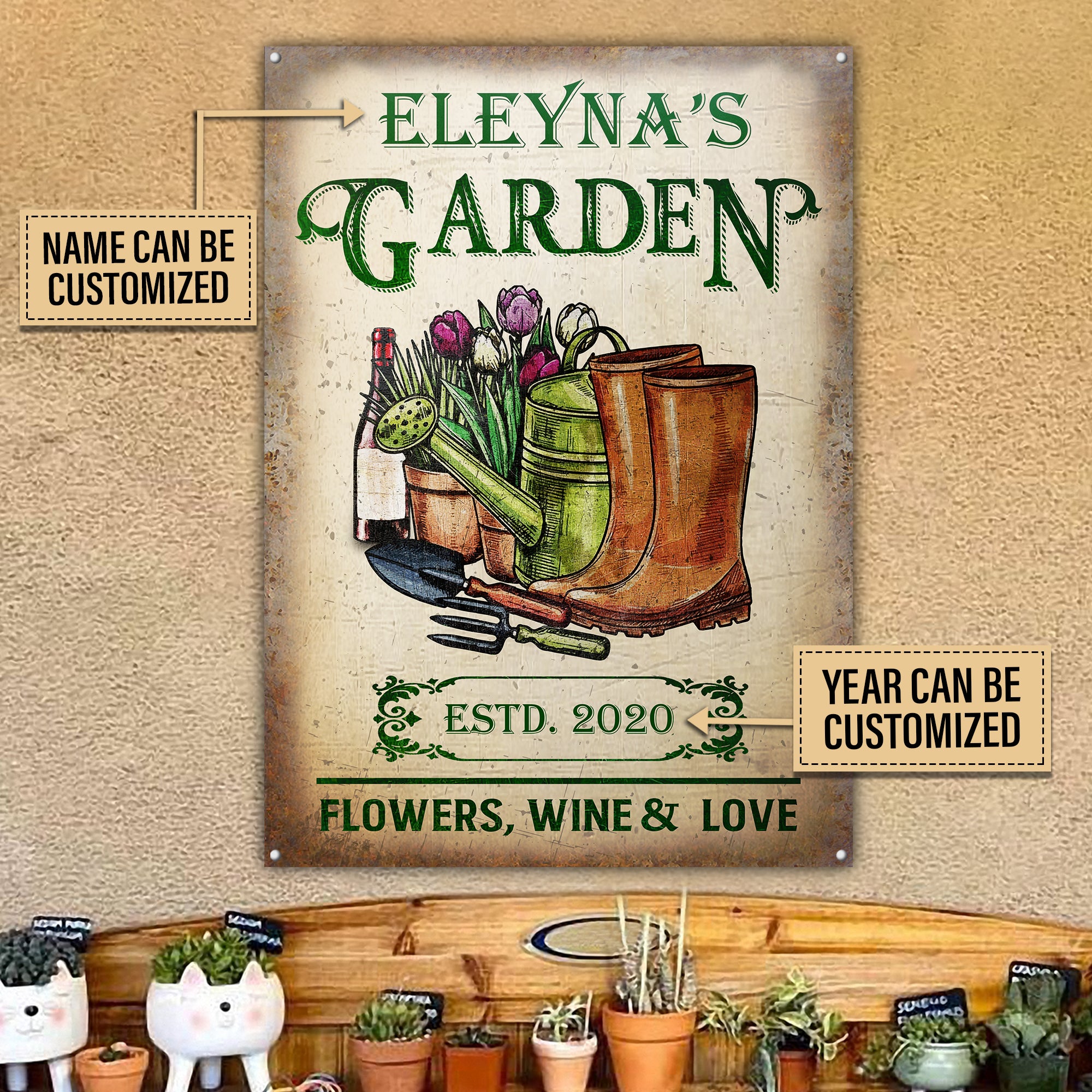 Personalized Gardening Flowers Love Customized Classic Metal Signs