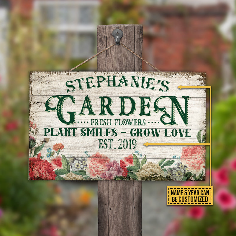 Personalized Gardening Grow Love Customized Wood Rectangle Sign