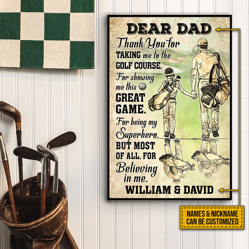 Personalized Golf Dad And Son Thank You Customized Poster
