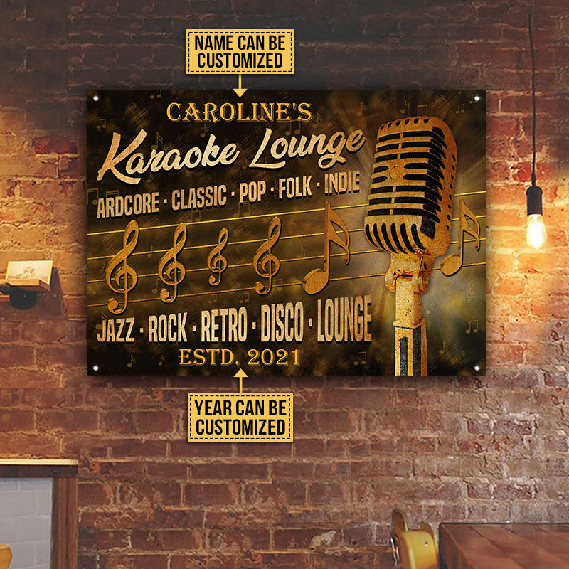 Personalized Karaoke Lounge Black Classic Pop Customized Classic Metal Signs