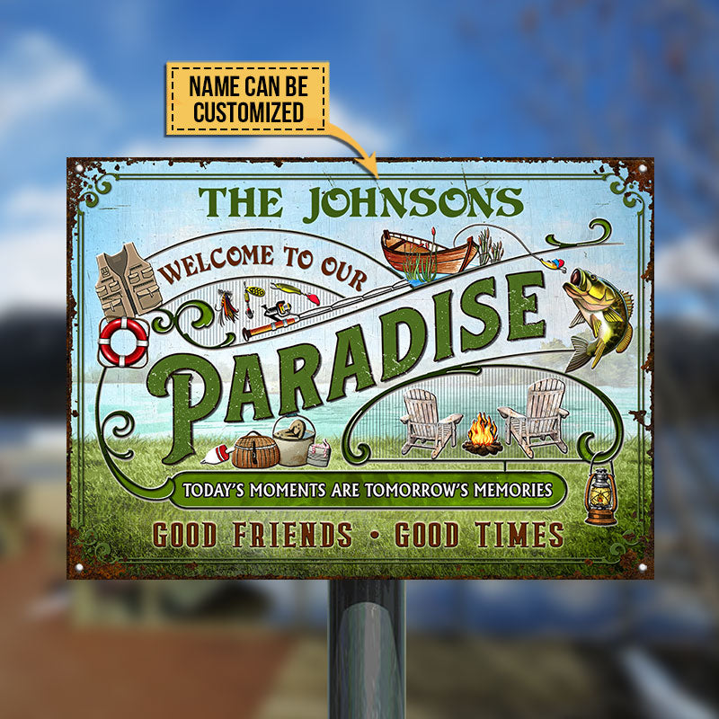 Personalized Lake Paradise Tomorrow's Memories Custom Classic Metal Signs