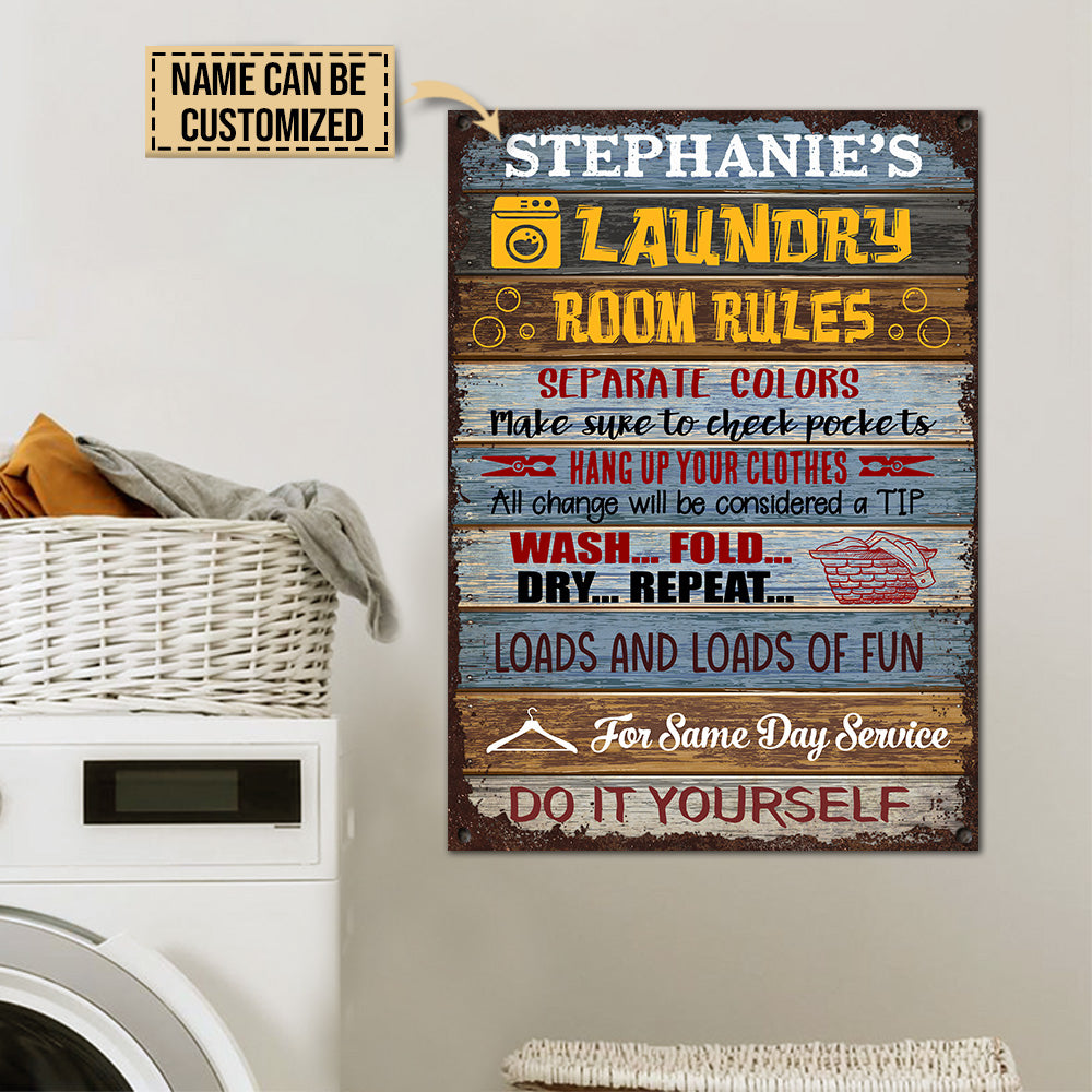 Personalized Laundry Room Rules Customized Classic Metal Signs