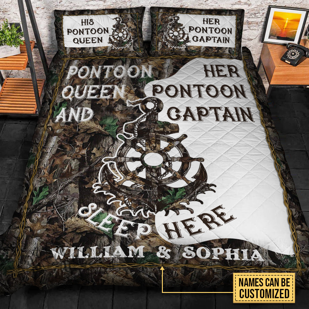 Personalized Pontoon Sleep Here Customized Quilt Bedding