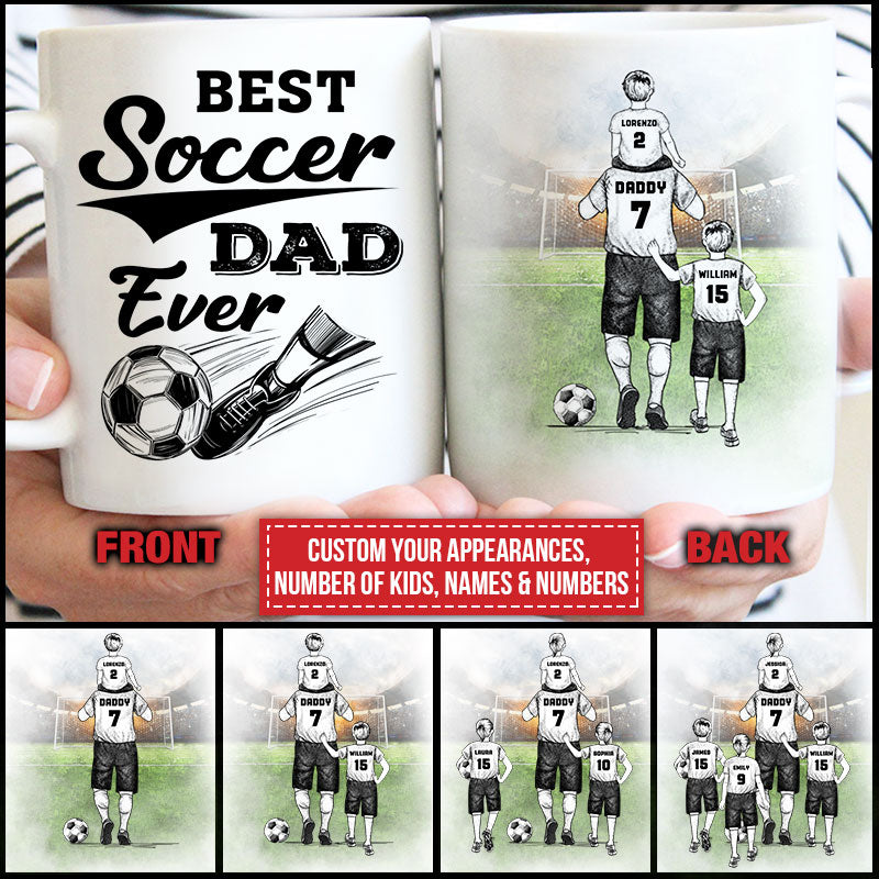 Personalized Soccer Dad And Child Best Dad Ever Custom Mug