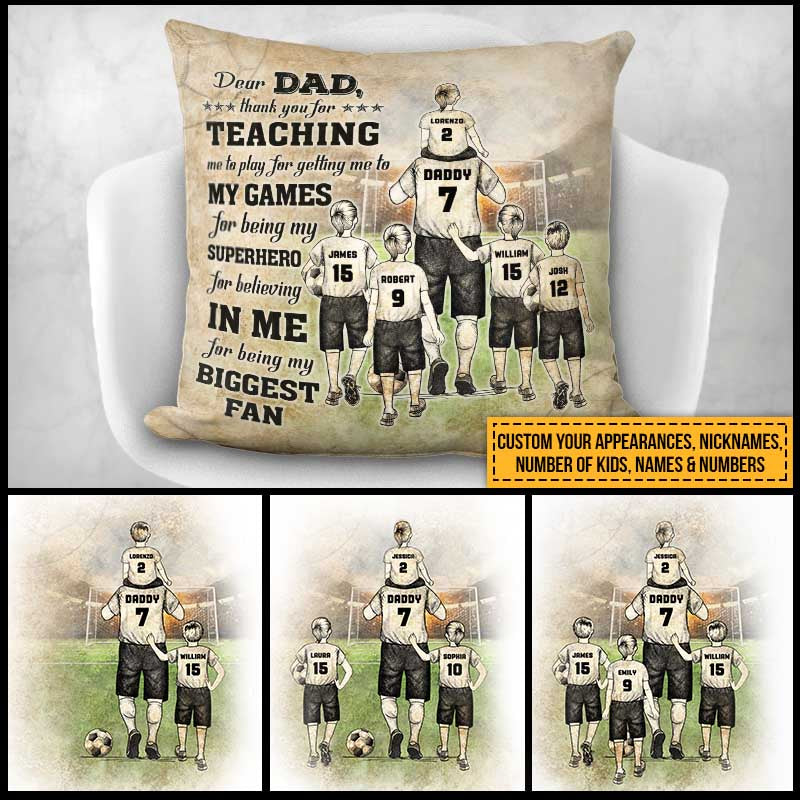 Personalized Soccer Dad And Child Thank You Custom Kid Custom Pillow