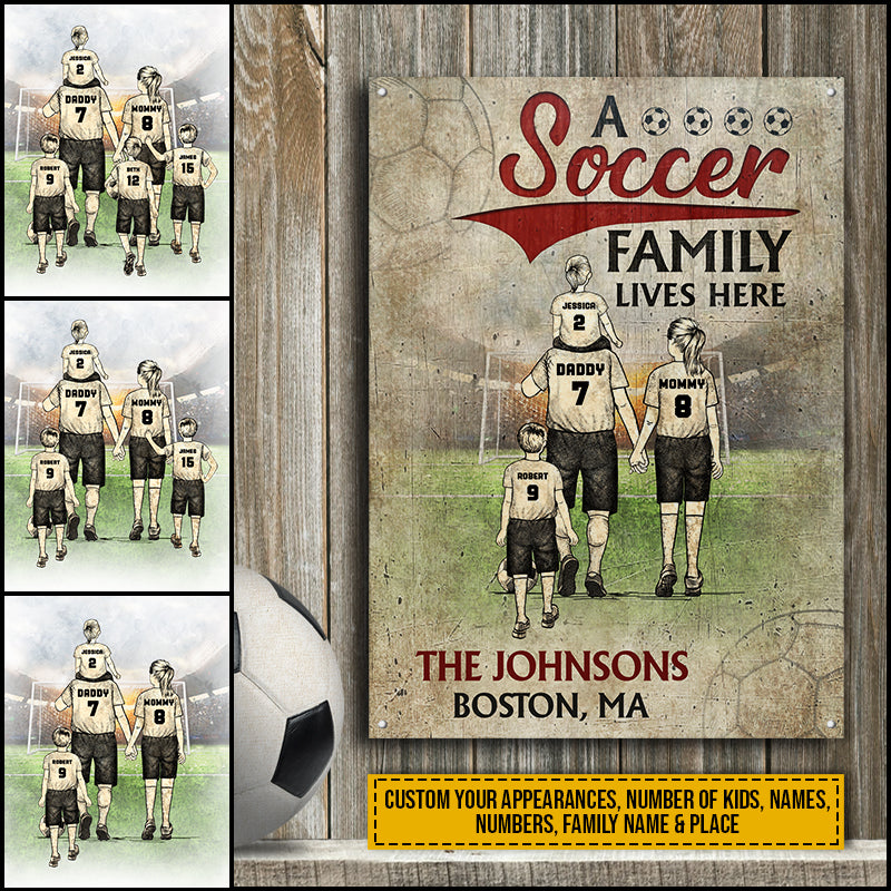 Personalized Soccer Family Lives Here Custom Classic Metal Signs