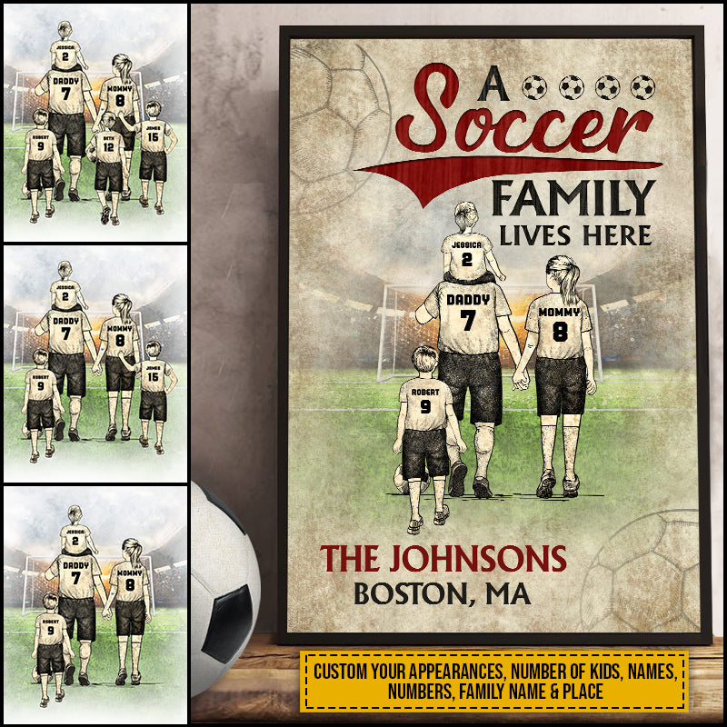 Personalized Soccer Family Lives Here Custom Poster