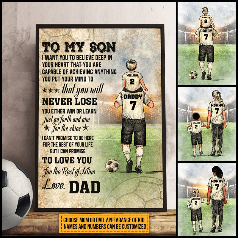 Personalized Soccer Parent And Child Never Lose Custom Poster