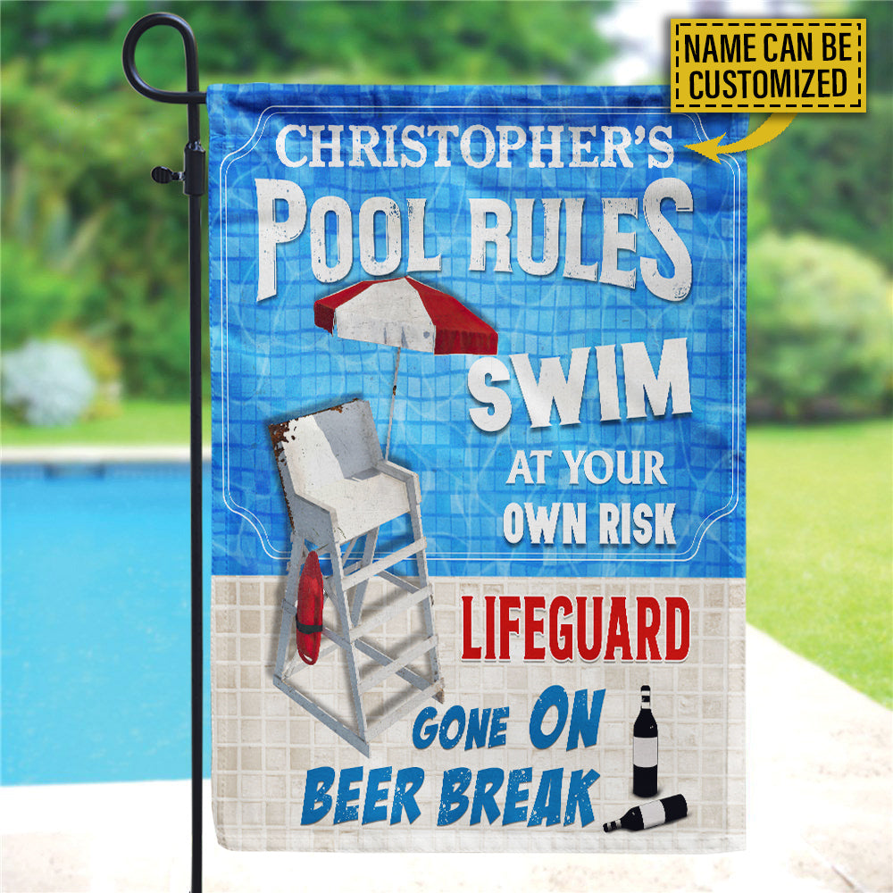 Personalized Swimming Pool Swim At Own Risk Customized Flag