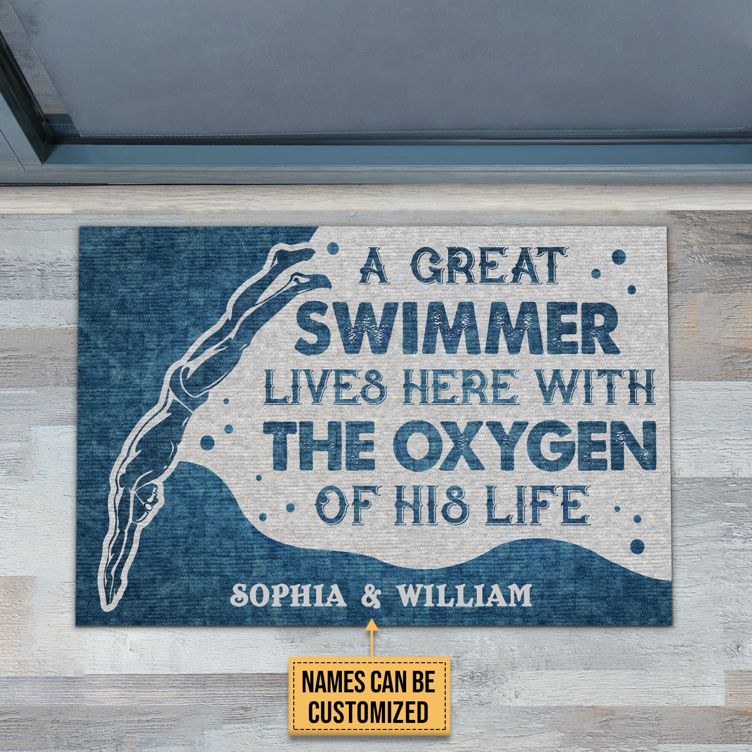 Personalized Swimming Swimmer Oxygen Customized Doormat