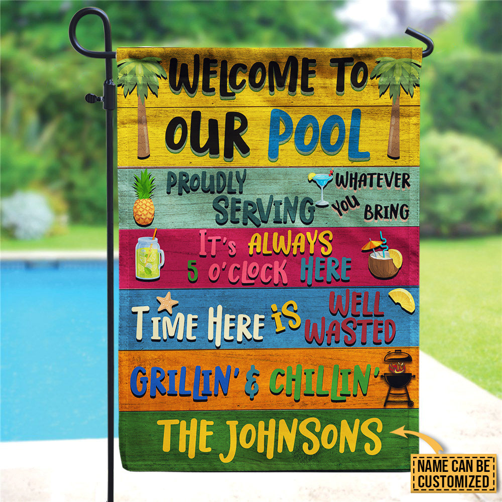 Personalized Swimming Welcome To Our Pool Customized Flag