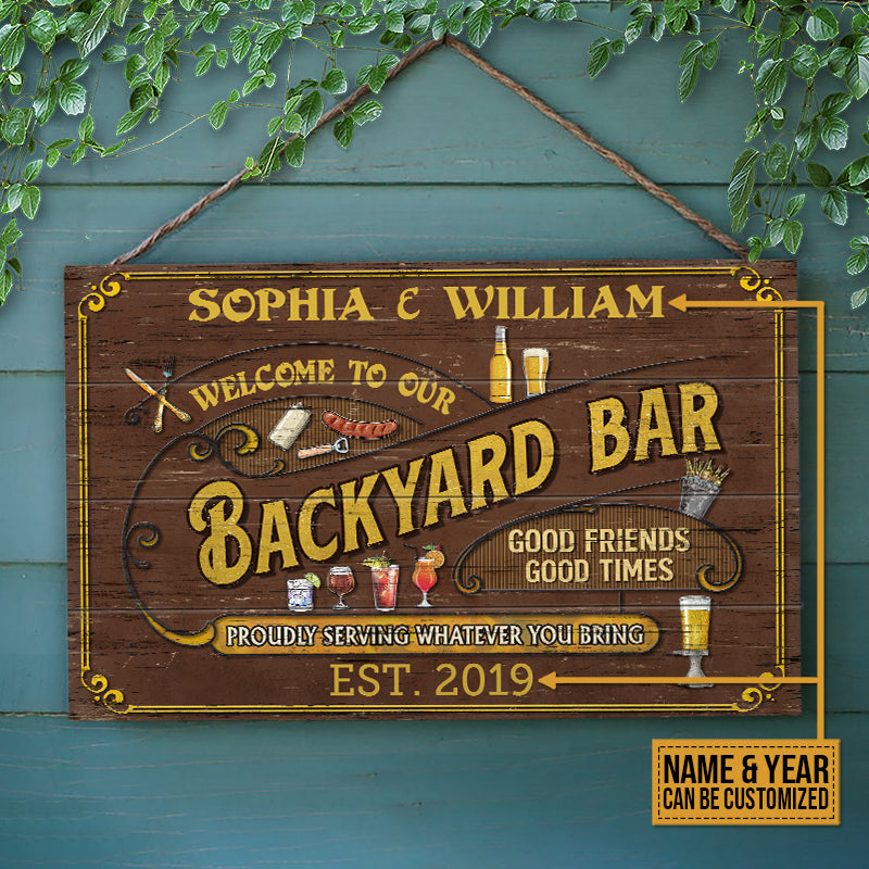 Personalized Bar Proudly Serving Customized Customized Wood Rectangle Sign