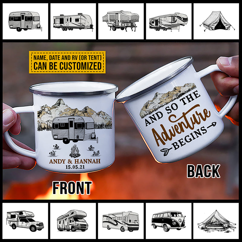 Personalized Camping Adventure Begins Customized Campfire Mug